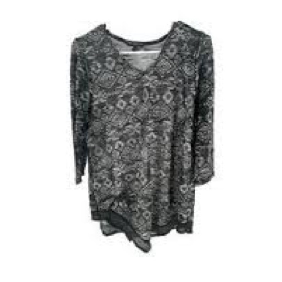 Signature studio sheer top black and white size 1X - Picture 4 of 5